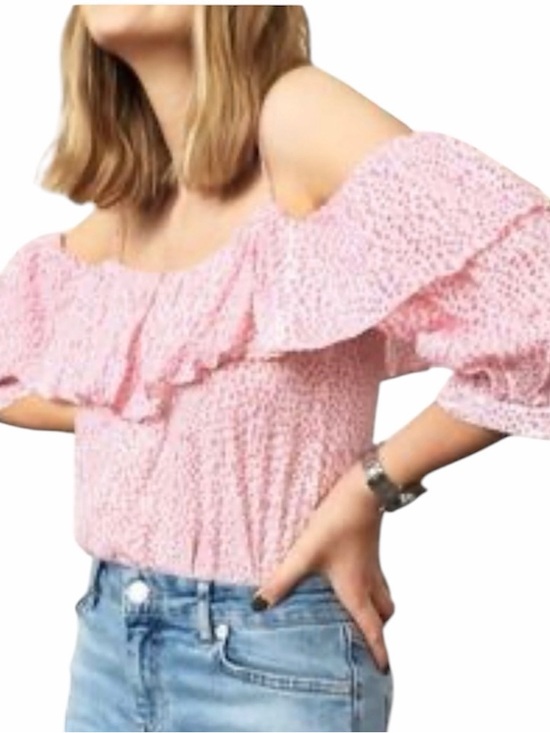 & Other Stories Tops - & Other Stories Red Pink Romantic Off the Shoulder Ruffle Blouse 4